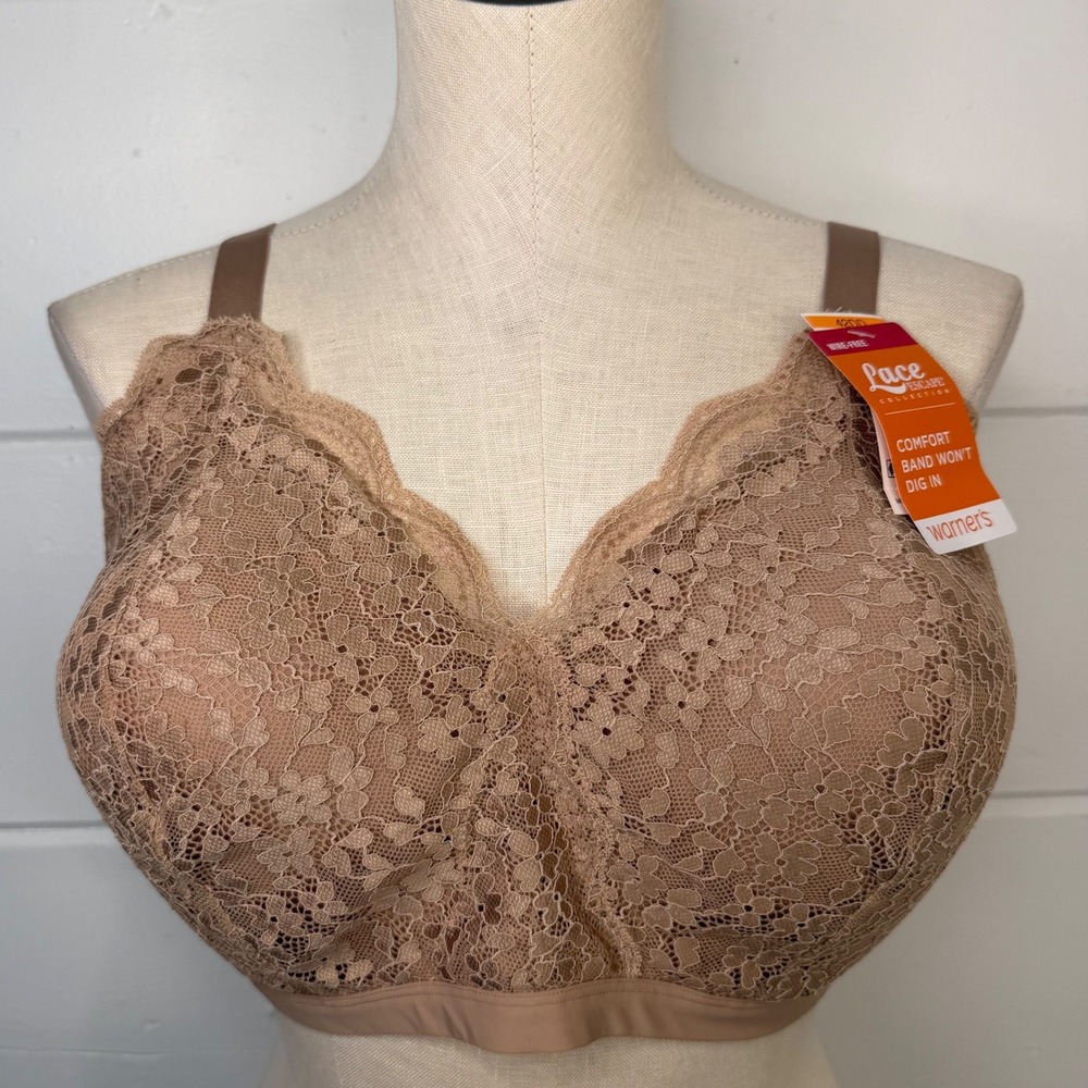 Warner's Womens 42DD Lace Escapeโ Wire Free Contour Allover Lace Bra